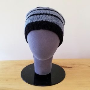 Steel Blue and Black Striped Toque