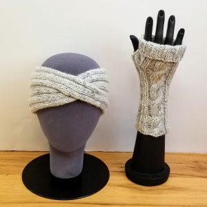 Heather Grey-Cream with Blue Flecks Turban Headband