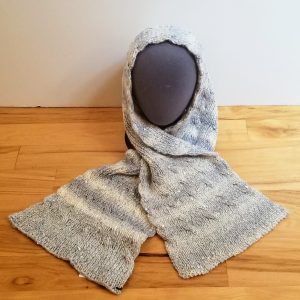 Sequined Grey and Cream Reversible Cable Scarf