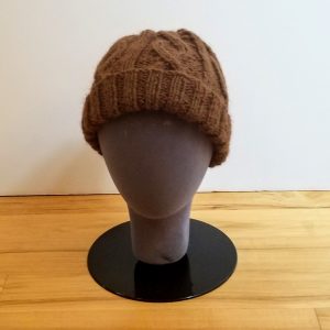 Brown Cabled Alpaca Hat