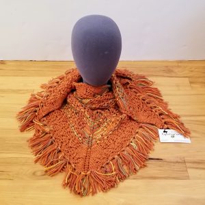 Orange with Variegated Rust Green Yellow Lace Shawl/Scarf