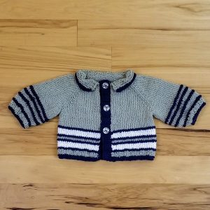 Green with Blue Trim Cotton Infant Sweater