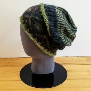 Two Tone Green Hat with Intarsia Band