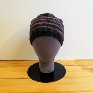 Forest Green and Variegated Rust-Brown-Green Striped Toque