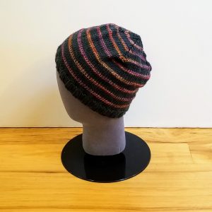 Forest Green and Variegated Rust-Brown-Green Striped Toque
