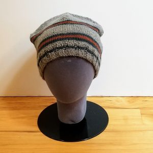 Heather Brown with Green and Rust Stripes Toque