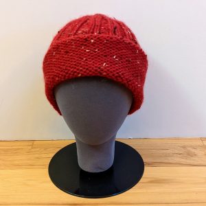 Barn Red Alpaca Tweed Folded Rim Ribbed Hat