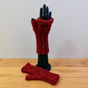Barn Red Alpaca Tweed Fingerless Gloves