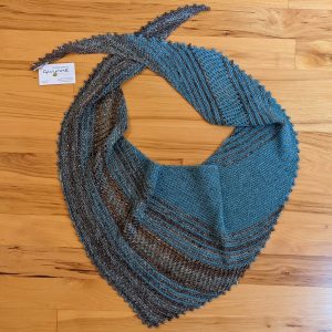 Crochet Infinity Scarf in Brown Blue and Green Tweed