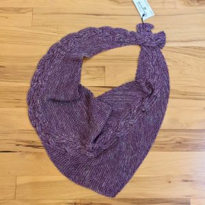 Dusky Lavender with Variegated Pale Blue-Green Yarn Reversible Cable Scarf/Shawl