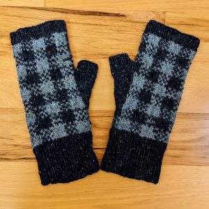 Heather Blue and Dark Blue Fingerless gloves