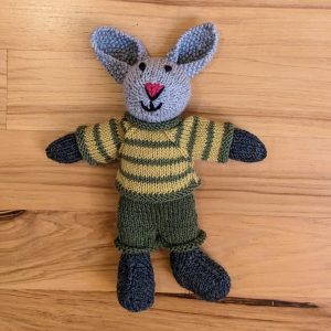 Bunny with Green Pants and Striped Top