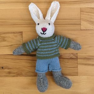 Bunny with Blue Pants and Striped Top
