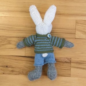 Bunny with Blue Pants and Striped Top
