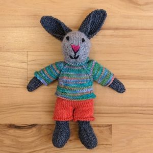 Cheery Bunny with Tangerine Pants and Variegated Teal Top