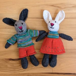 Cheery Bunny with Tangerine Pants and Variegated Teal Top