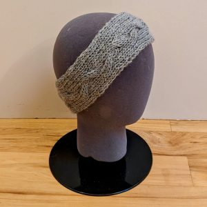 Heather Blue/Grey Tweed Reversible Cabled Headband