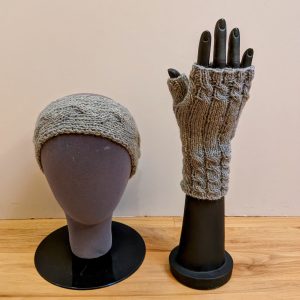 Heather Blue/Grey Tweed Fingerless Gloves