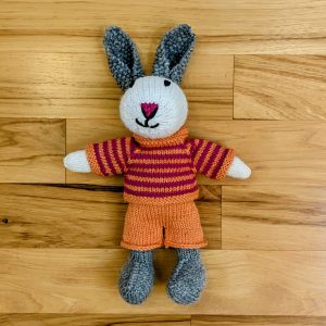 Bunny with Tangerine Pants and Striped Top
