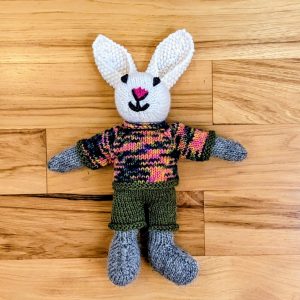 Bunny with Green Pants and Multi-colored Top