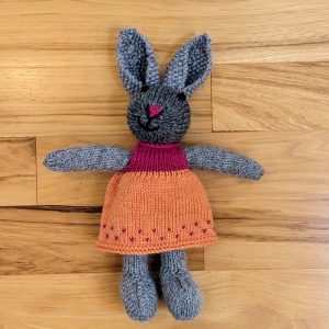 Bunny with Tangerine and Pink Dress