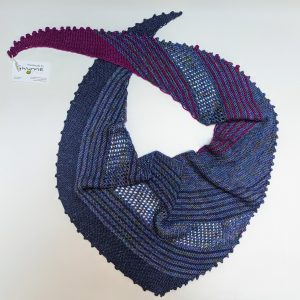 Dark Blue and Jewel Tones Variegated Lace and Striped Scarf/Shawl