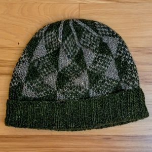 Geometric Design Green and Heather Brown Hat