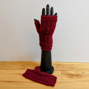 Lacy Cranberry Fingerless Gloves