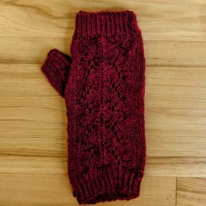 Lacy Cranberry Fingerless Gloves